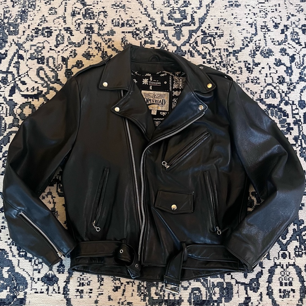 Open Road Motorcycle Black Leather Jacket